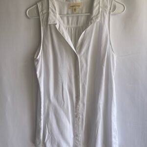 cloth & stone White Sleeveless Collared Button-Down Top